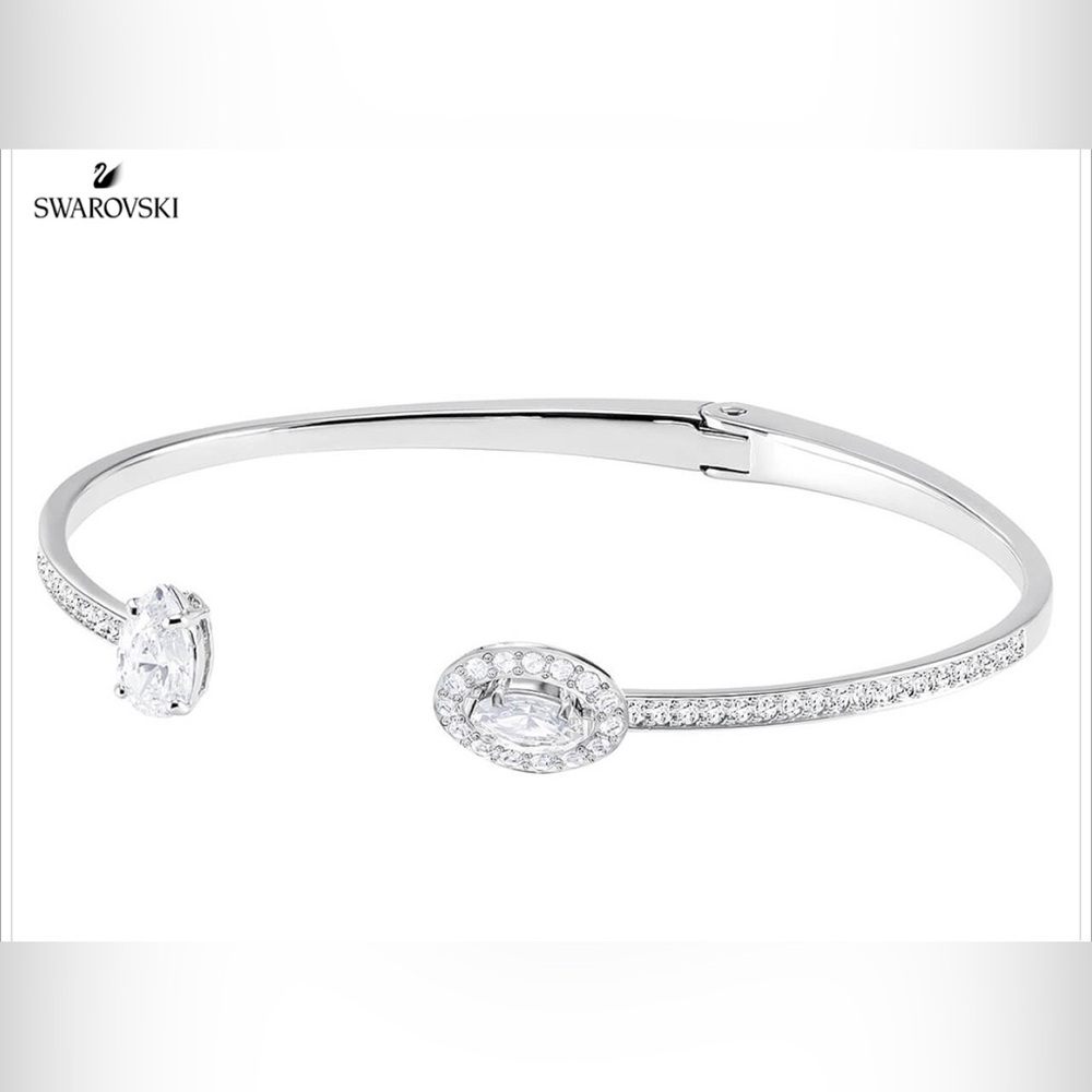 Swarovski Attract Bangle, White, Rhodium Plating Brand New - Picture 2 of 6